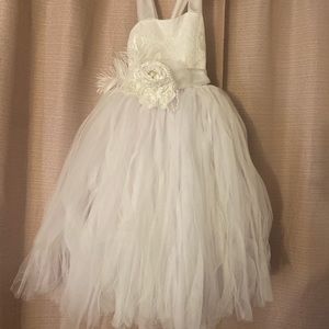 White flower girl tutu dress